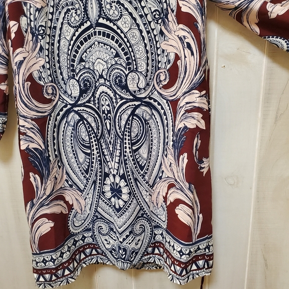 BOHO Mixed Print Sheath Dress w/ Sleeves Size Med - EUC! - Picture 7 of 12